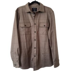 BYLT Premium Basics Brown Plaid Coastal Overshirt Shacket Collared Button Down-L